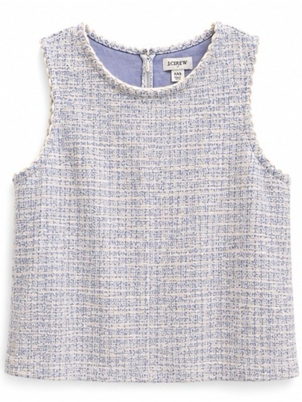 J.Crew Bouclé Tweed Sleeveless Top XXS | Blue & Cream Textured Shell - Picture 7 of 12